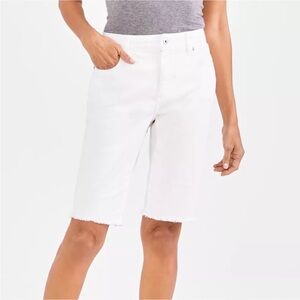 Macy’s Style & Co 16 Curvy Bermuda Shorts Raw Hem White Tummy Control Cotton